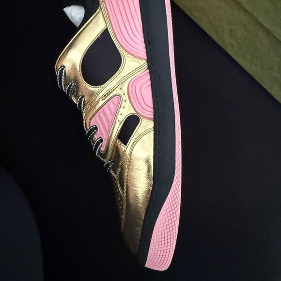 Brand new with box and dustbag Gucci Wmns Basket 'Black Gold Pink size 11 - Picture 6 of 12